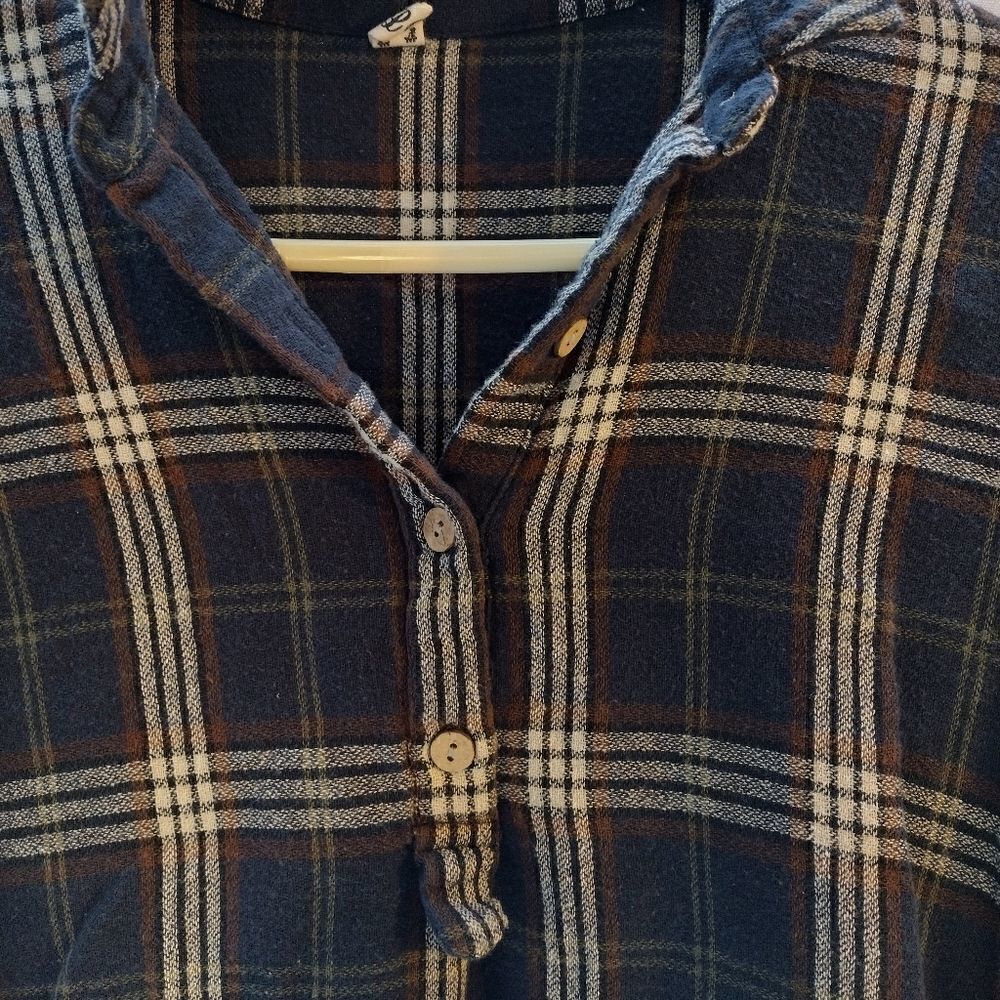 Plaid 1/4 button pullover top - Picture 2 of 8